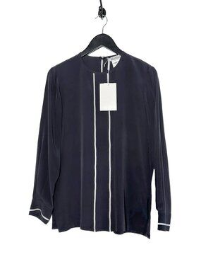 Max Mara Navy Blue Silk Blouse